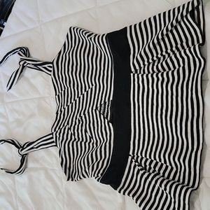 Striped peplum strap top